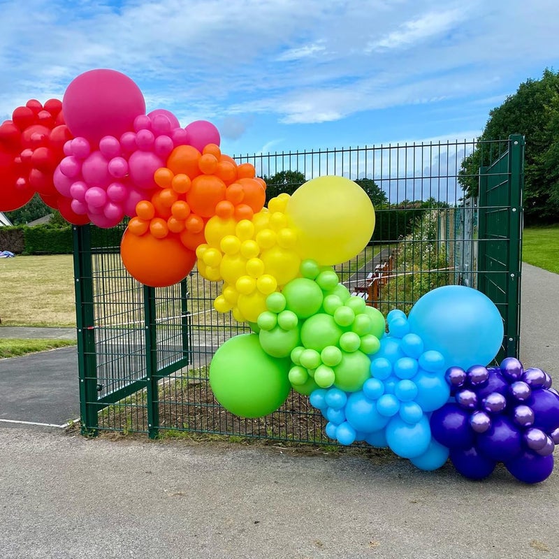 UAEYW Rainbow Balloon Arch Garland Kit 159pcs Assorted Colors with Watermelon School Bus Rainbow Sun Mylar Balloons for Watermelon Birthday Party Back to School Decorations - Image 3
